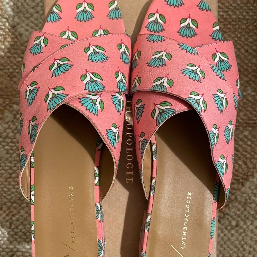 Anthropologie Sandals Block Print